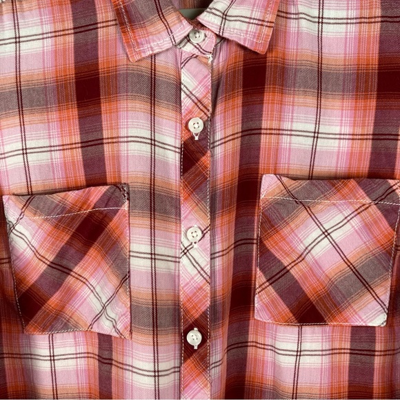 Faded Glory women’s SZ 8-10 EUC 100% cotton woven plaid button down shirt - Picture 2 of 8